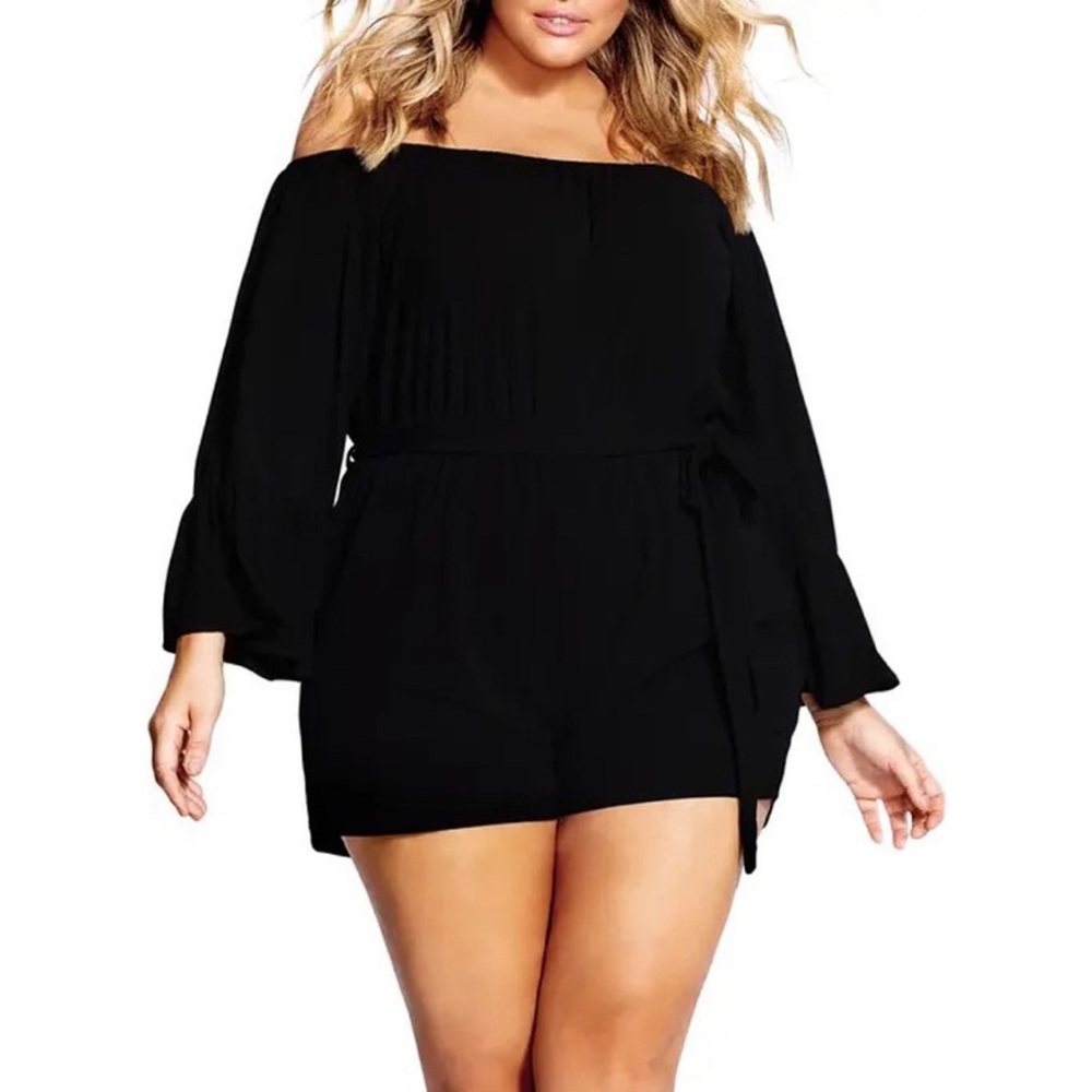 City Chic Romantic Off the Shoulder Romper